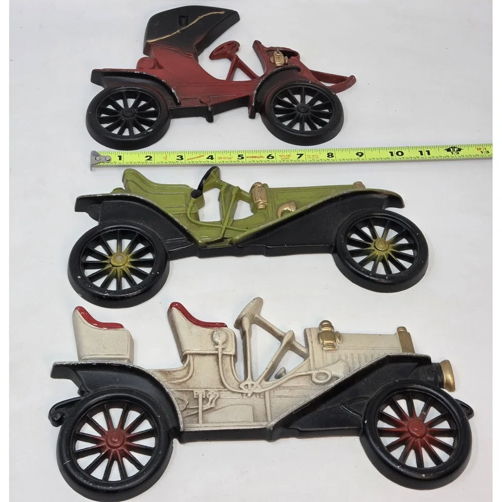 Vintage Midwest Cast Aluminum Antique Car Wall Plaques Set of 3 MCM Garage Decor